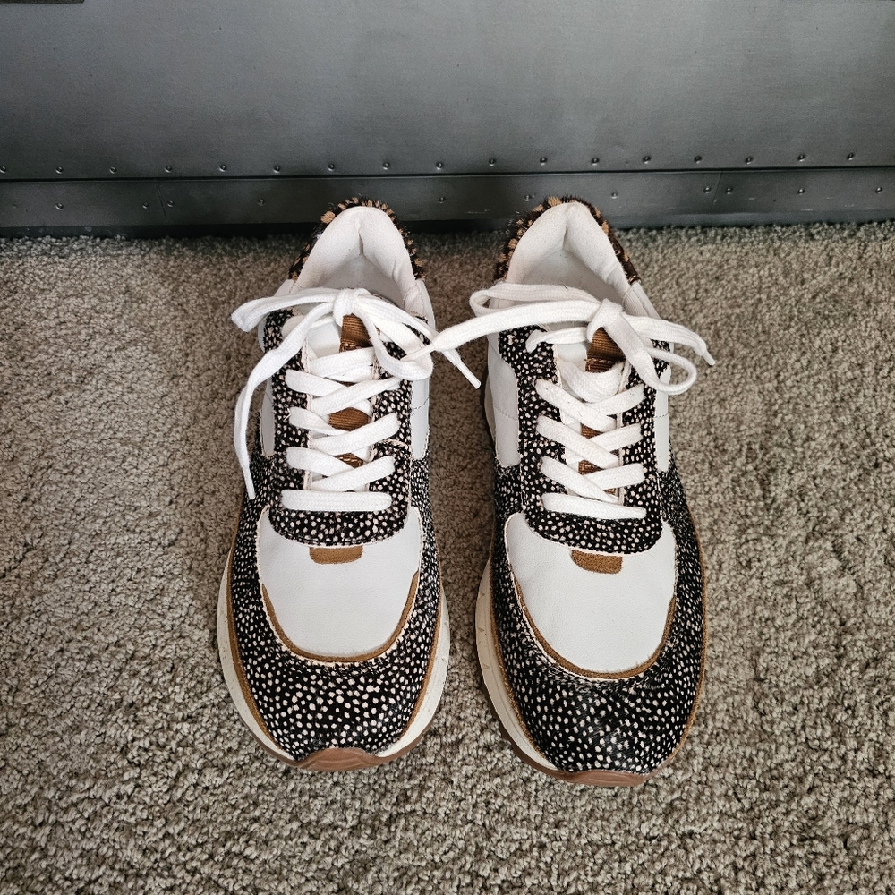 NWOB Madewell Kickoff Sneaker in Calf Hair Cheetah Print Size 6.5
